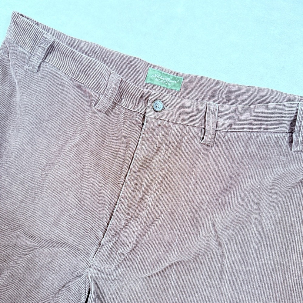 Eddie Bauer Corduroy Pants Mens 42 T Wide‎ Leg Classic Fit Brown Cotton Baggy